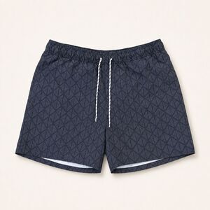 Goodfellow & Co Black Geometric Print Swim Trunks L Lined Beach Coastal Summer